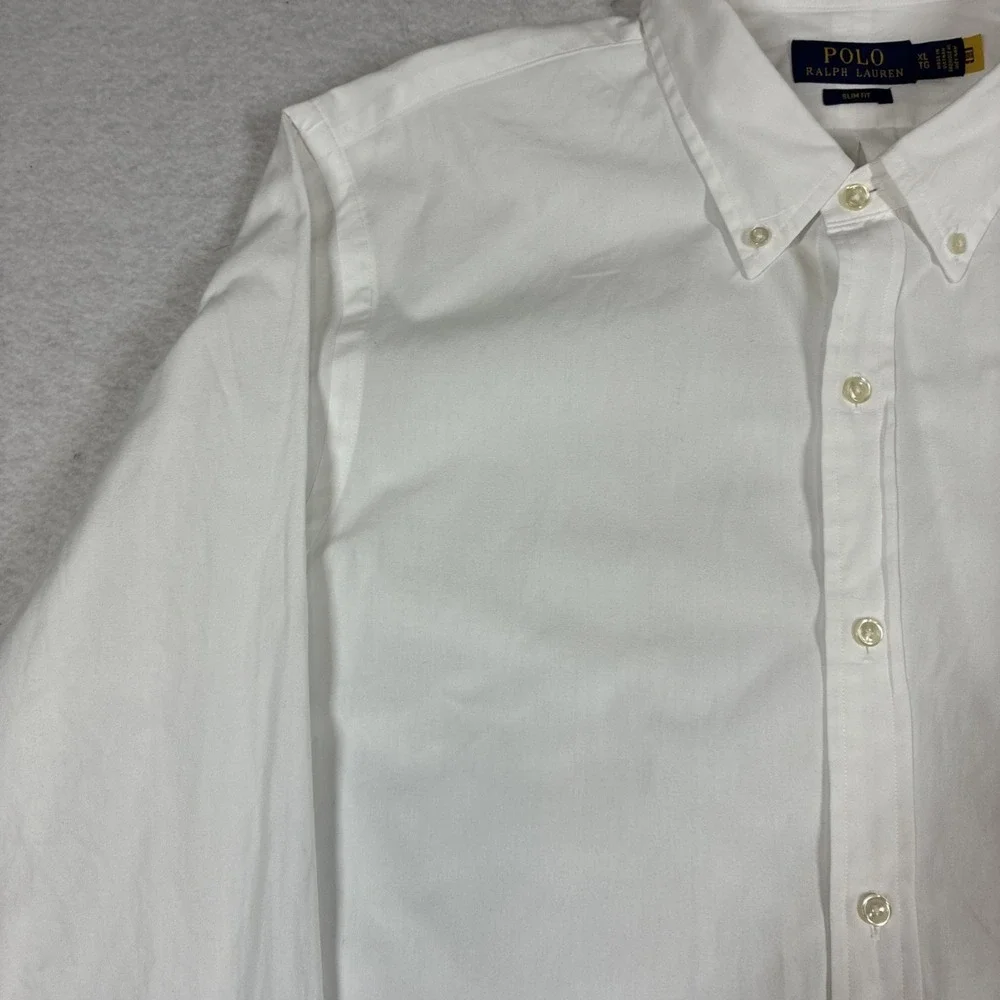 Polo Ralph Lauren Mens Slim Fit Poplin Shirt Long Sleeve White Classic Preppy
